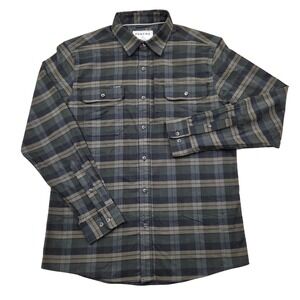Poncho The Kodiak Slim Fit Plaid Flannel Shirt Magnet Pockets Green Mens Medium